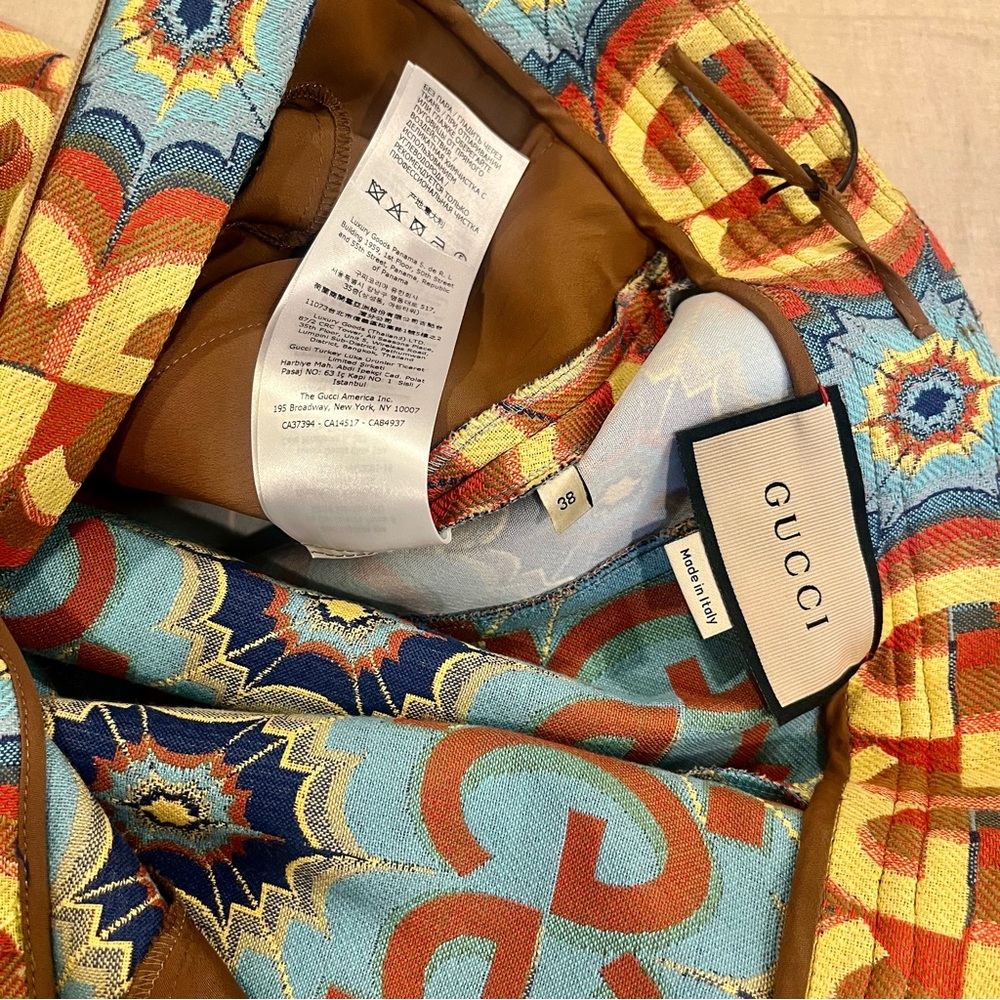 $2950 Gucci Psychedelic GG Logo With Leather Detail Trousers - Picture 15 of 15